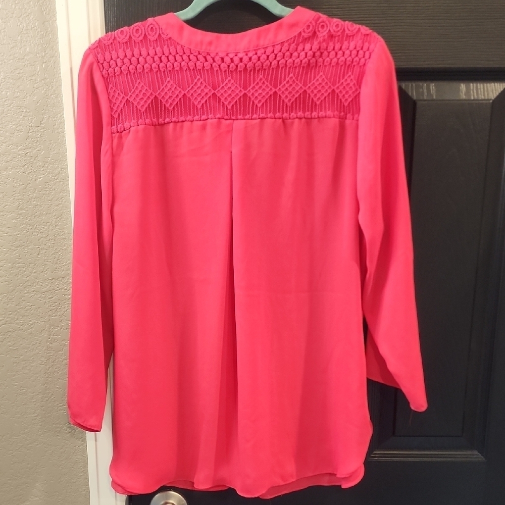 Women's Pink Button-Up Blouse - Picture 3 of 3